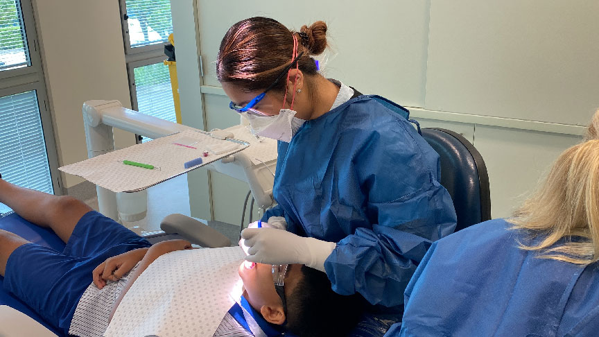 A child getting there teeth inspected by an Oral health Therapist