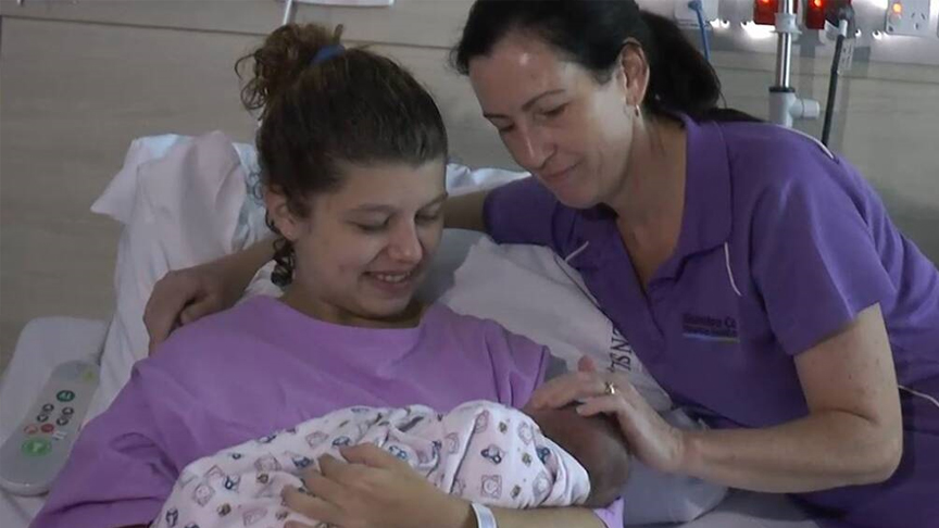 Nicola with SCUH's first baby Layla, and her mother Amber.