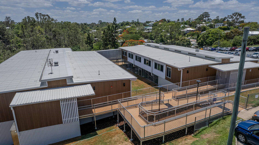 An aerial view of the Gympie Hospital staff accommodation buildings